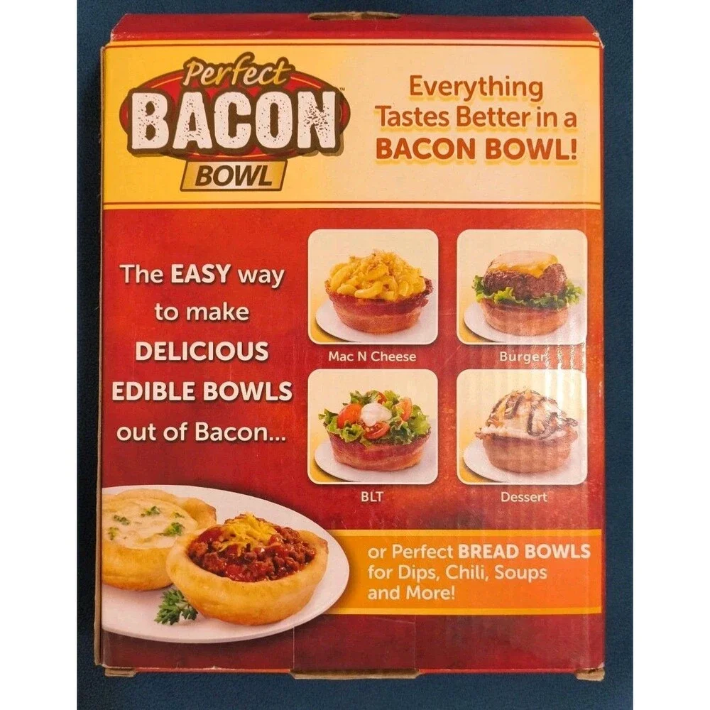 As Seen On TV Perfect Bacon Bowl 2 Bowls Included Dishwasher Safe - New in Box